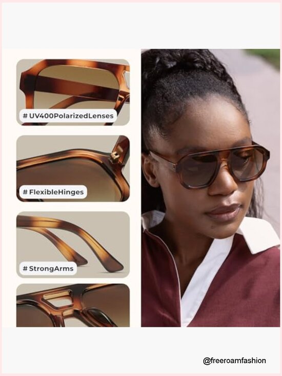 Trendy Polarized Square Aviator Sunglasses UV400 Protection
